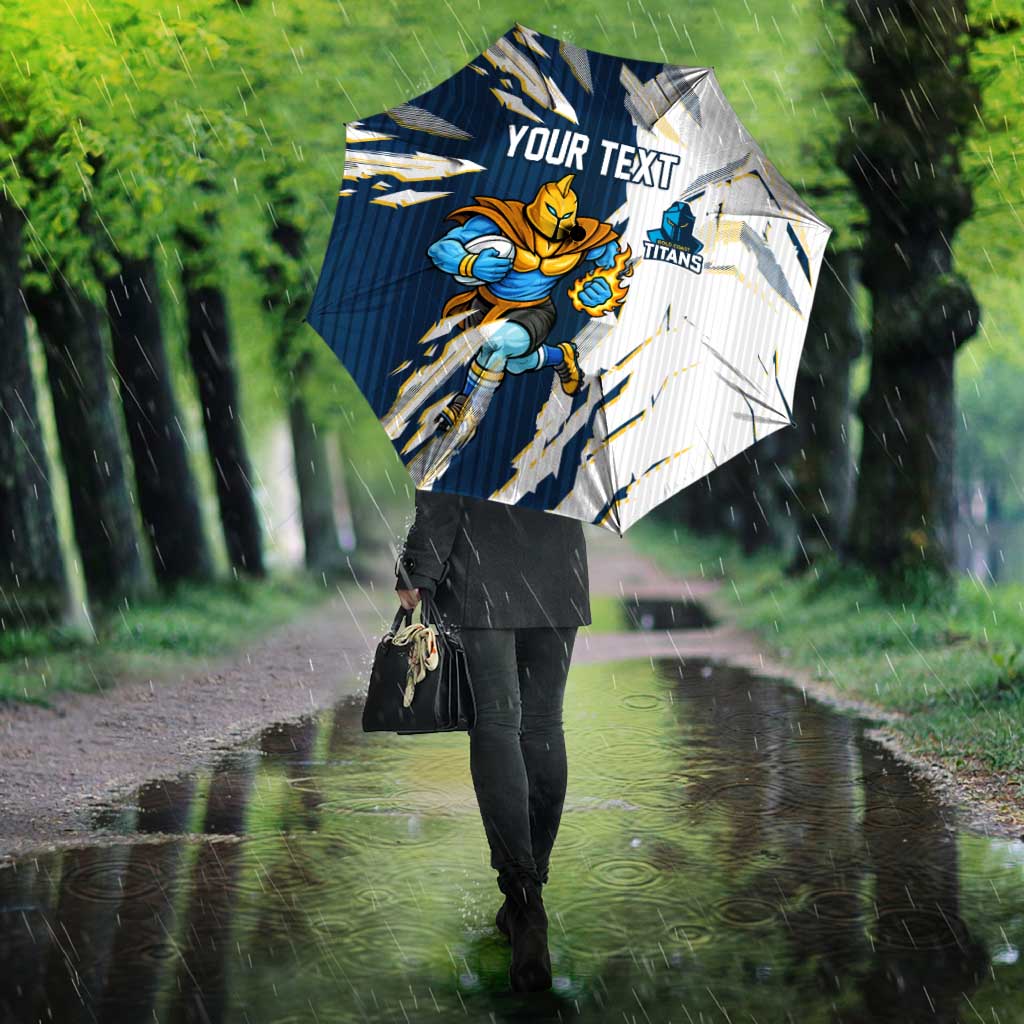 Personalized Gold Coast Titans Umbrella Dynamic Lightning Mascot Rugby Australia