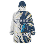 Personalized Gold Coast Titans Wearable Blanket Hoodie Dynamic Lightning Mascot Rugby Australia