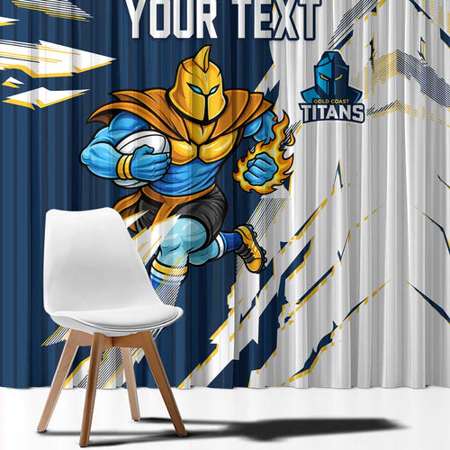 Personalized Gold Coast Titans Window Curtain Dynamic Lightning Mascot Rugby Australia