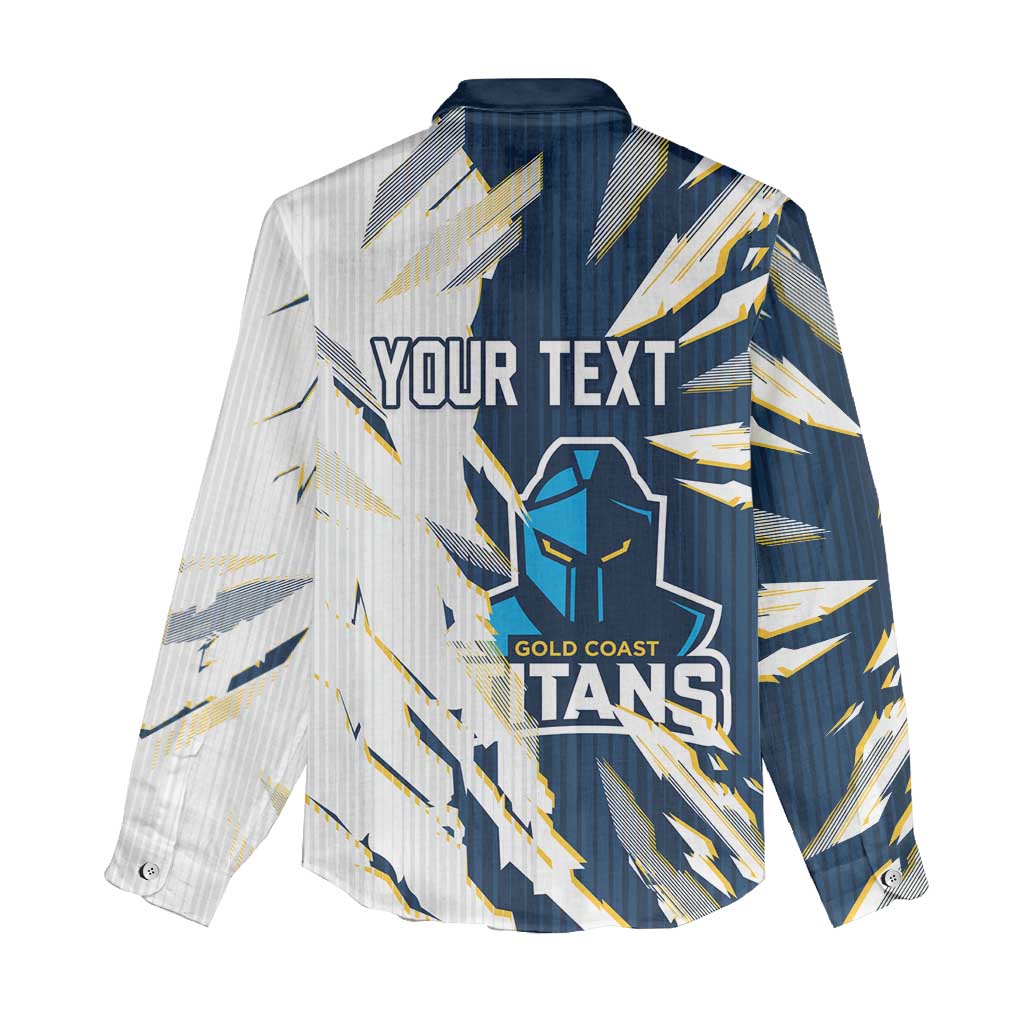 Personalized Gold Coast Titans Women Casual Shirt Dynamic Lightning Mascot Rugby Australia