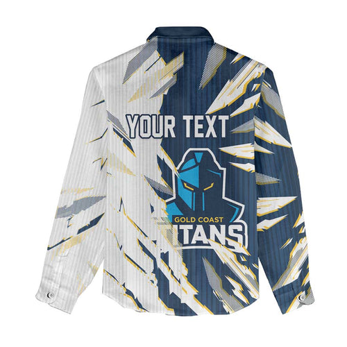 Personalized Gold Coast Titans Women Casual Shirt Dynamic Lightning Mascot Rugby Australia
