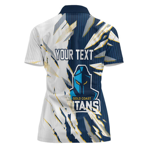 Personalized Gold Coast Titans Women Polo Shirt Dynamic Lightning Mascot Rugby Australia