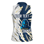 Personalized Gold Coast Titans Women Sleeveless Polo Shirt Dynamic Lightning Mascot Rugby Australia