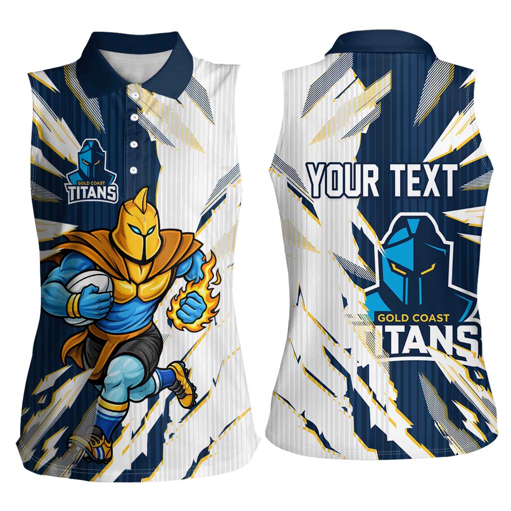 Personalized Gold Coast Titans Women Sleeveless Polo Shirt Dynamic Lightning Mascot Rugby Australia