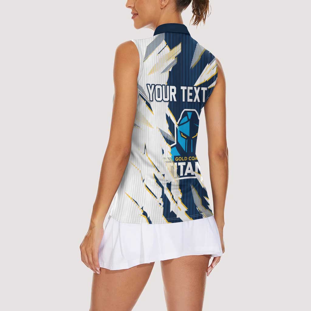 Personalized Gold Coast Titans Women Sleeveless Polo Shirt Dynamic Lightning Mascot Rugby Australia