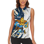 Personalized Gold Coast Titans Women Sleeveless Polo Shirt Dynamic Lightning Mascot Rugby Australia