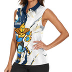 Personalized Gold Coast Titans Women Sleeveless Polo Shirt Dynamic Lightning Mascot Rugby Australia
