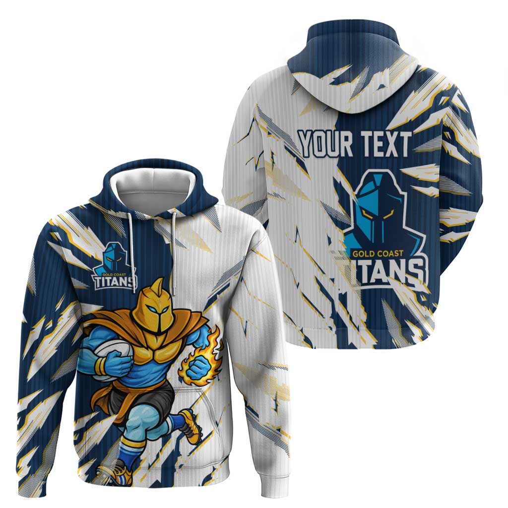 Personalized Gold Coast Titans Zip Hoodie Dynamic Lightning Mascot Rugby Australia