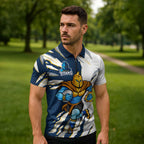Personalized Gold Coast Titans Zipper Polo Shirt Dynamic Lightning Mascot Rugby Australia