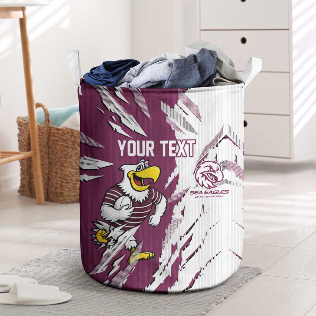 Personalized Manly Warringah Sea Eagles Laundry Basket Dynamic Lightning Mascot Rugby Australia