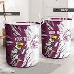 Personalized Manly Warringah Sea Eagles Laundry Basket Dynamic Lightning Mascot Rugby Australia