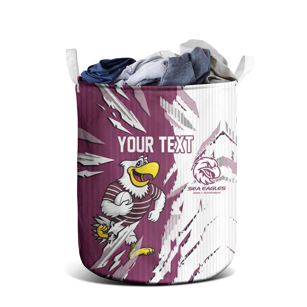 Personalized Manly Warringah Sea Eagles Laundry Basket Dynamic Lightning Mascot Rugby Australia