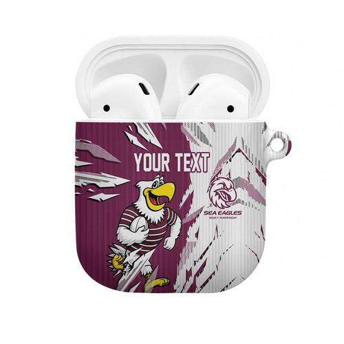 Personalized Manly Warringah Sea Eagles AirPods Case Dynamic Lightning Mascot Rugby Australia