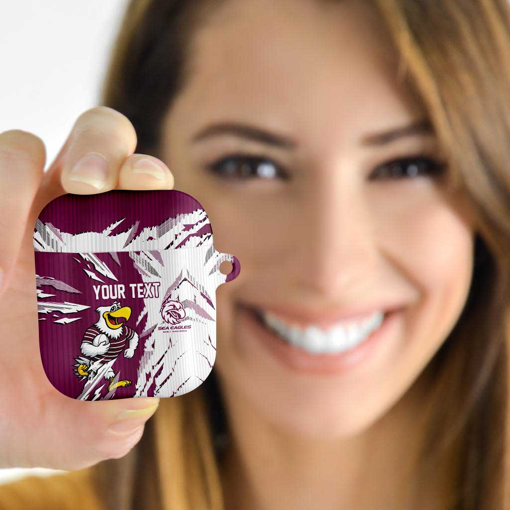 Personalized Manly Warringah Sea Eagles AirPods Case Dynamic Lightning Mascot Rugby Australia