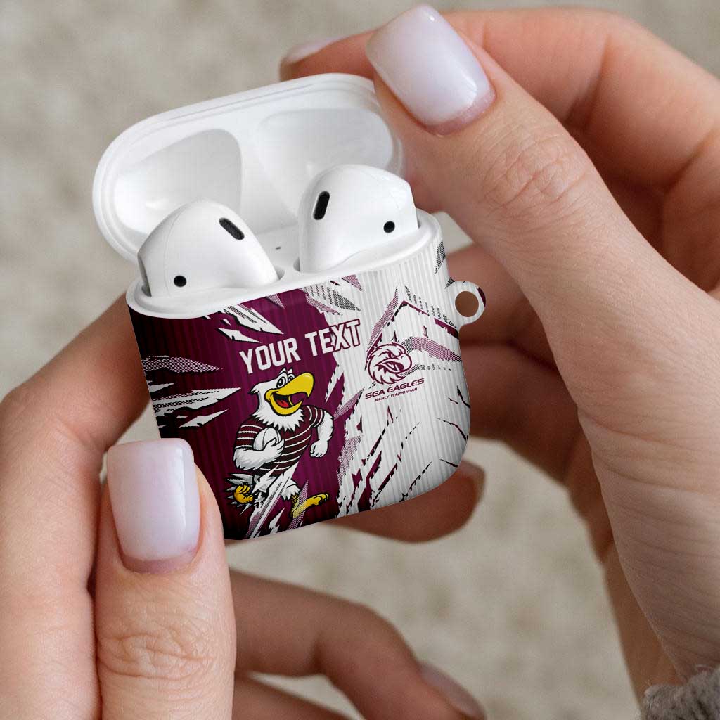 Personalized Manly Warringah Sea Eagles AirPods Case Dynamic Lightning Mascot Rugby Australia