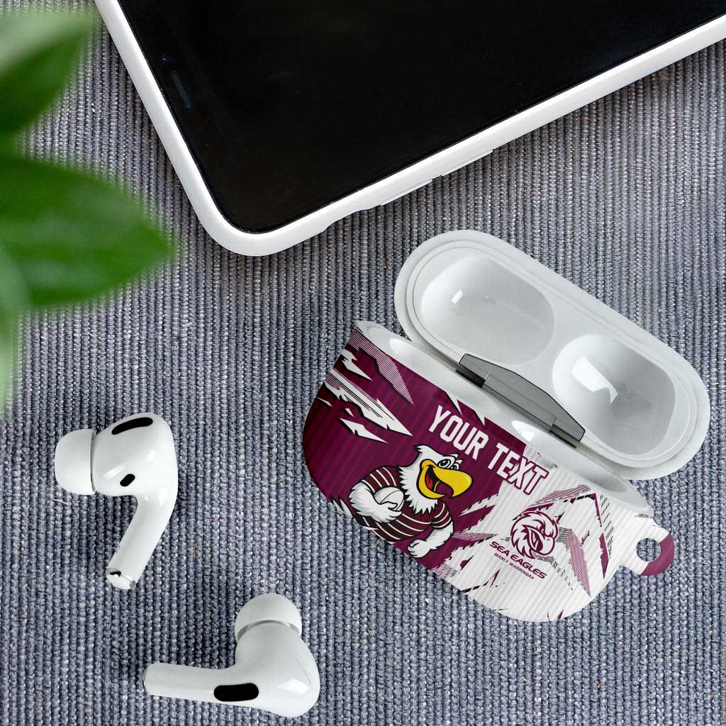 Personalized Manly Warringah Sea Eagles AirPods Case Dynamic Lightning Mascot Rugby Australia