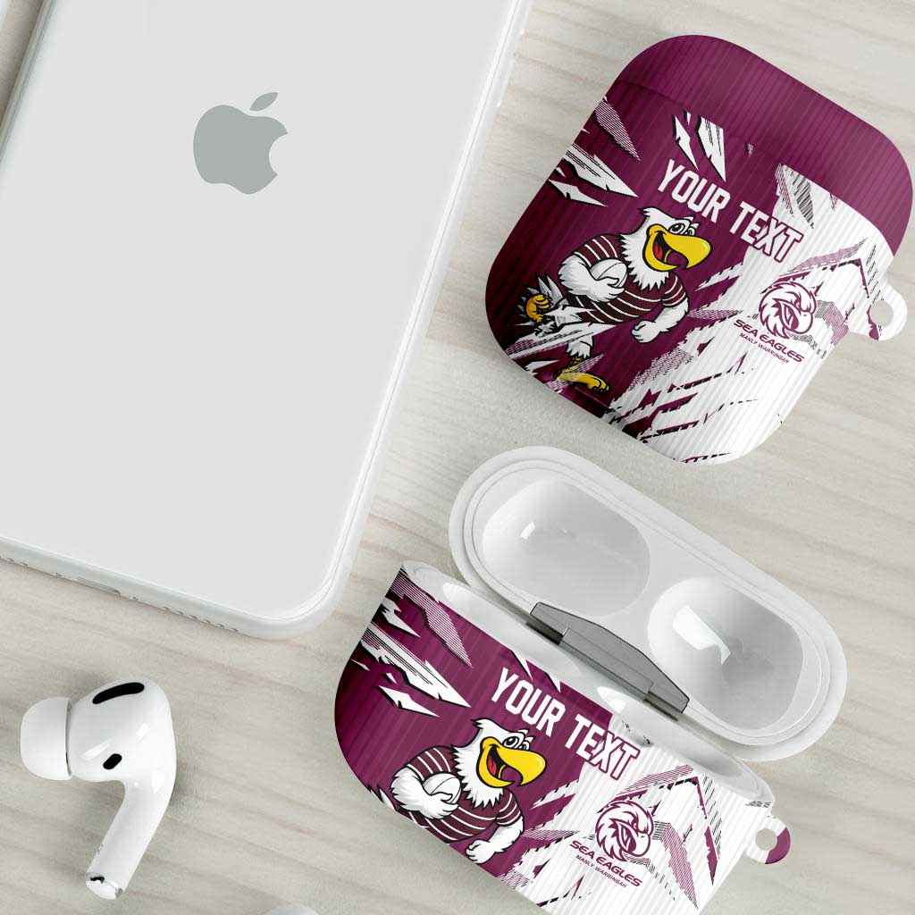 Personalized Manly Warringah Sea Eagles AirPods Case Dynamic Lightning Mascot Rugby Australia