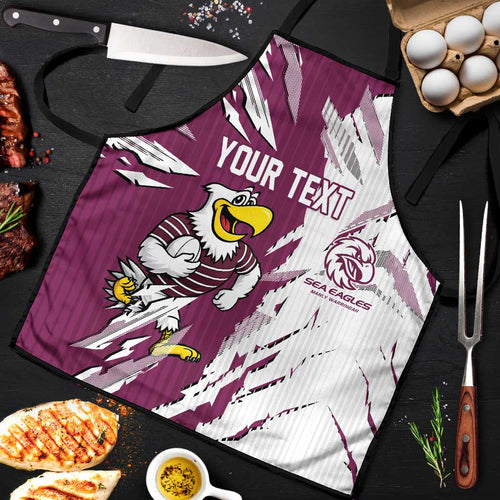 Personalized Manly Warringah Sea Eagles Apron Dynamic Lightning Mascot Rugby Australia