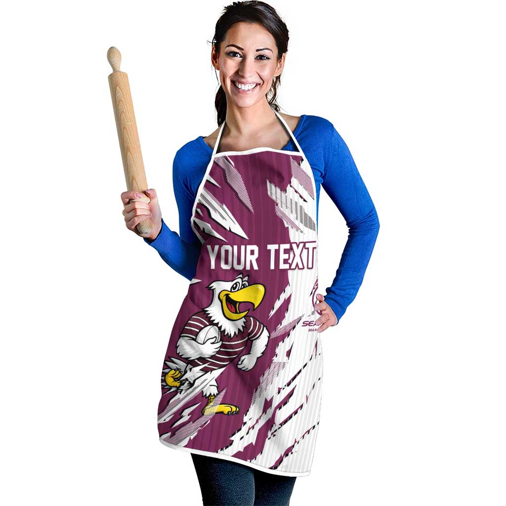 Personalized Manly Warringah Sea Eagles Apron Dynamic Lightning Mascot Rugby Australia