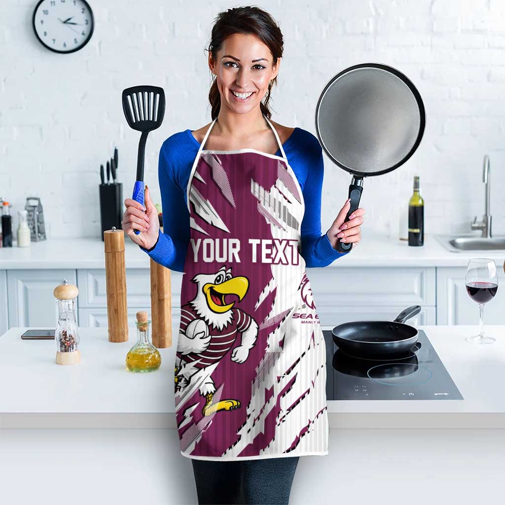Personalized Manly Warringah Sea Eagles Apron Dynamic Lightning Mascot Rugby Australia