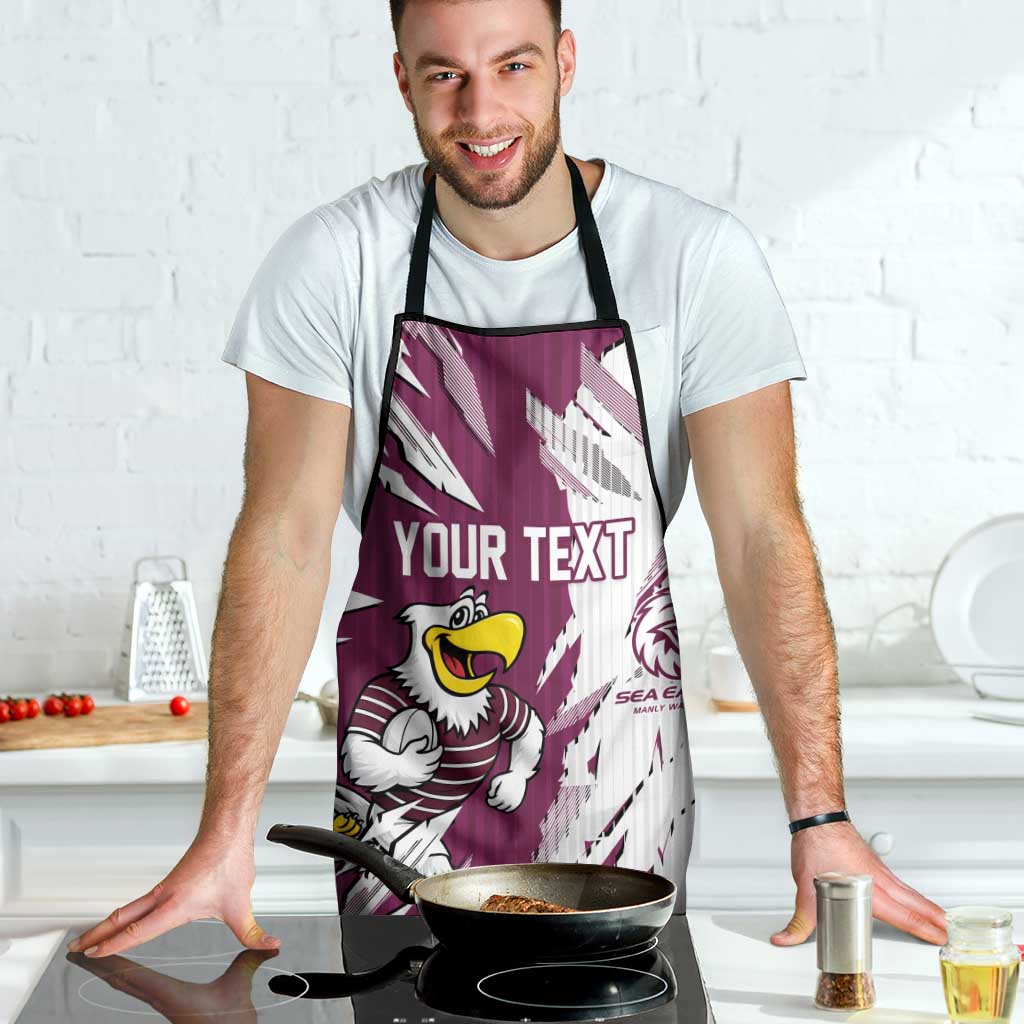 Personalized Manly Warringah Sea Eagles Apron Dynamic Lightning Mascot Rugby Australia