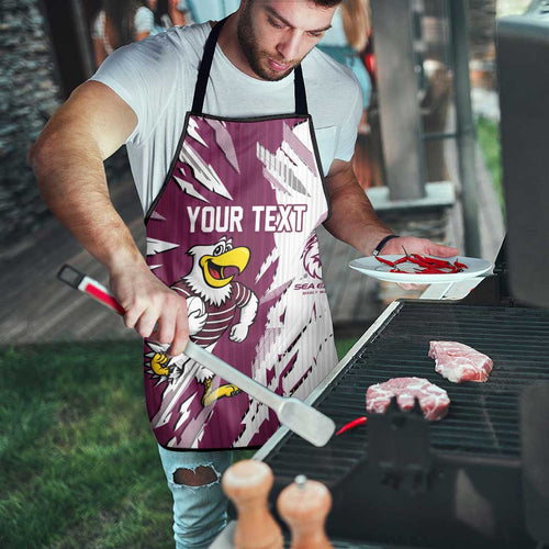 Personalized Manly Warringah Sea Eagles Apron Dynamic Lightning Mascot Rugby Australia