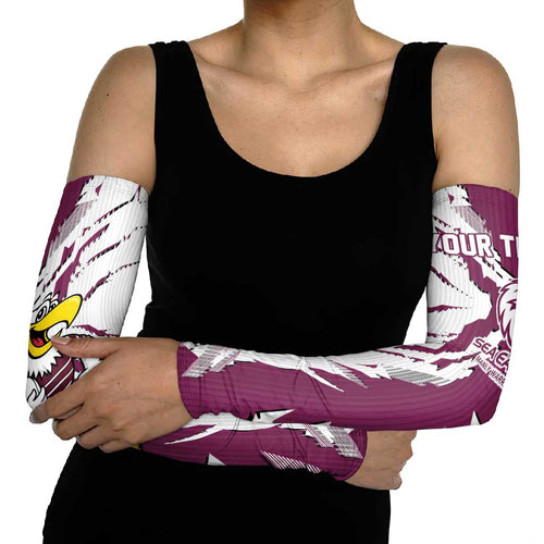 Personalized Manly Warringah Sea Eagles Arm Sleeves Dynamic Lightning Mascot Rugby Australia