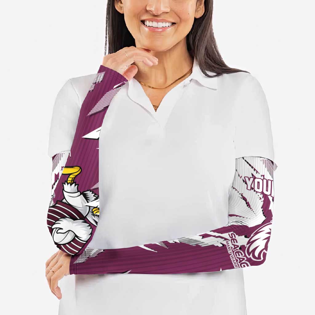 Personalized Manly Warringah Sea Eagles Arm Sleeves Dynamic Lightning Mascot Rugby Australia