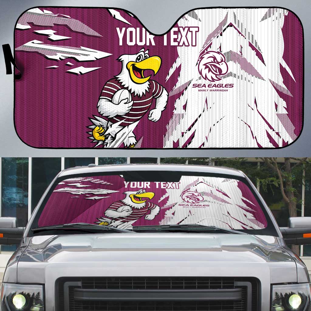 Personalized Manly Warringah Sea Eagles Auto Sun Shade Dynamic Lightning Mascot Rugby Australia