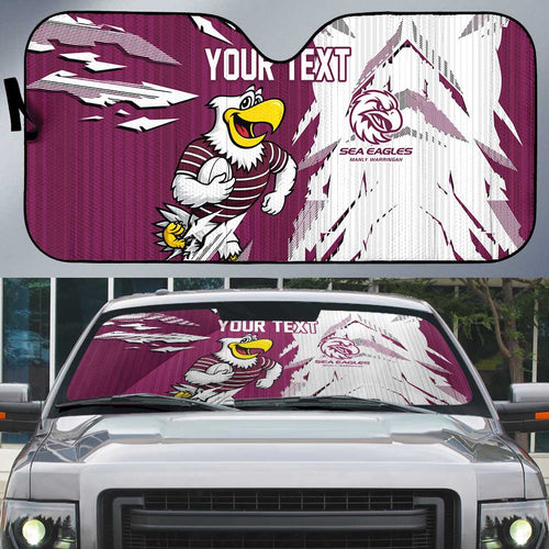 Personalized Manly Warringah Sea Eagles Auto Sun Shade Dynamic Lightning Mascot Rugby Australia