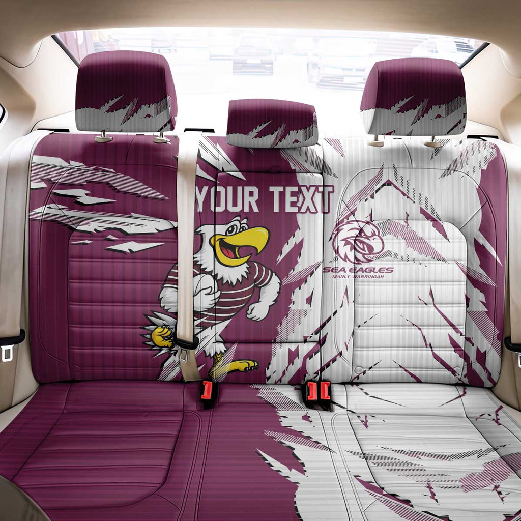 Personalized Manly Warringah Sea Eagles Back Car Seat Cover Dynamic Lightning Mascot Rugby Australia