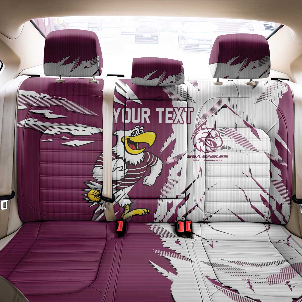 Personalized Manly Warringah Sea Eagles Back Car Seat Cover Dynamic Lightning Mascot Rugby Australia