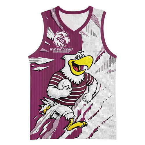 Personalized Manly Warringah Sea Eagles Basketball Jersey Dynamic Lightning Mascot Rugby Australia