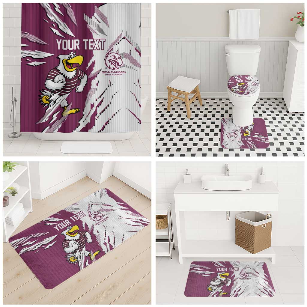 Personalized Manly Warringah Sea Eagles Bathroom Set Dynamic Lightning Mascot Rugby Australia