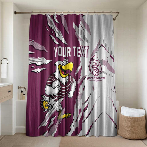 Personalized Manly Warringah Sea Eagles Bathroom Set Dynamic Lightning Mascot Rugby Australia