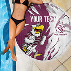Personalized Manly Warringah Sea Eagles Beach Blanket Dynamic Lightning Mascot Rugby Australia
