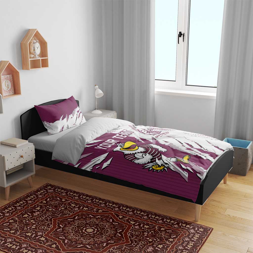 Personalized Manly Warringah Sea Eagles Bedding Set Dynamic Lightning Mascot Rugby Australia