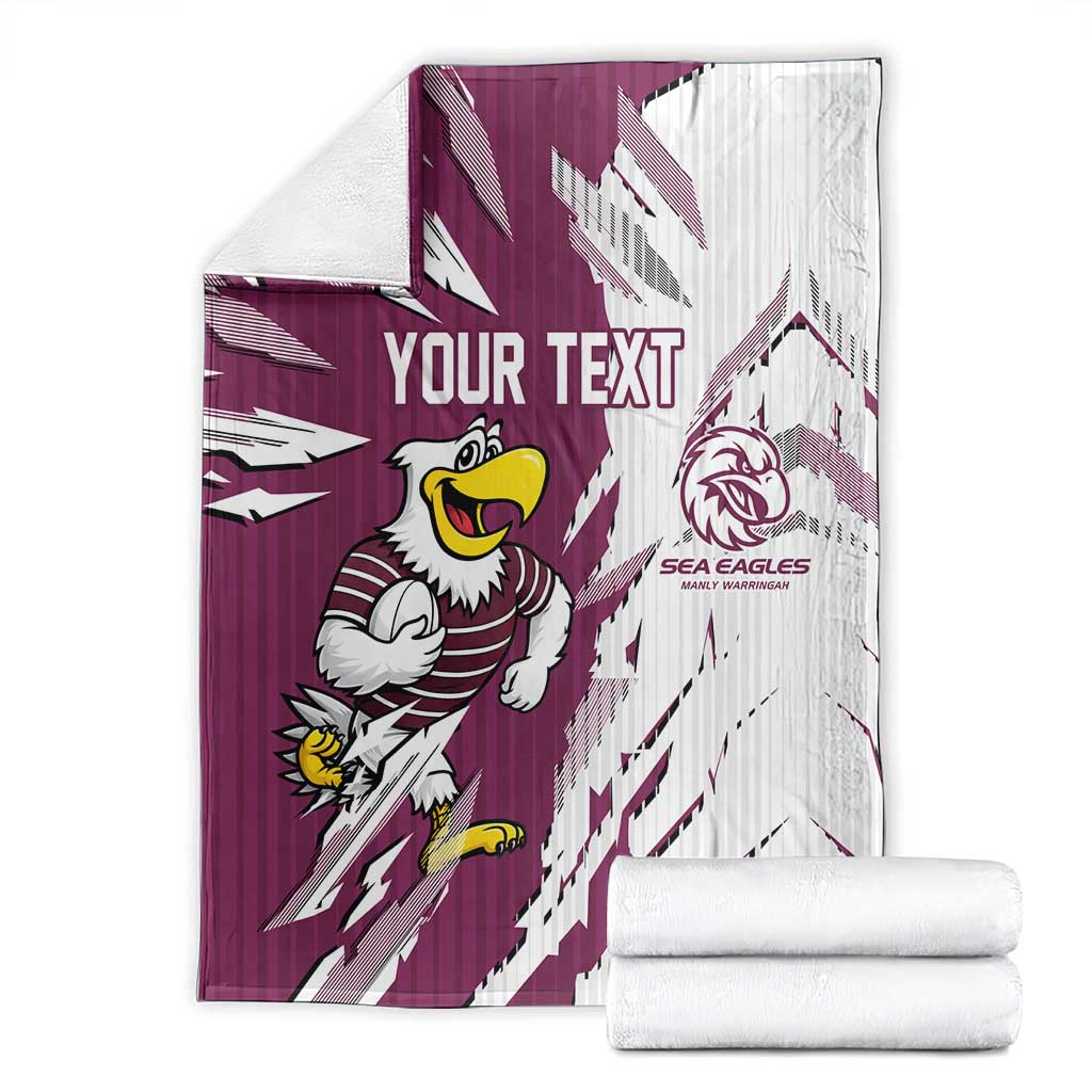 Personalized Manly Warringah Sea Eagles Blanket Dynamic Lightning Mascot Rugby Australia