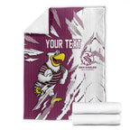 Personalized Manly Warringah Sea Eagles Blanket Dynamic Lightning Mascot Rugby Australia