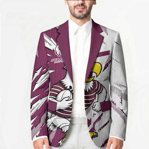 Personalized Manly Warringah Sea Eagles Blazer Dynamic Lightning Mascot Rugby Australia