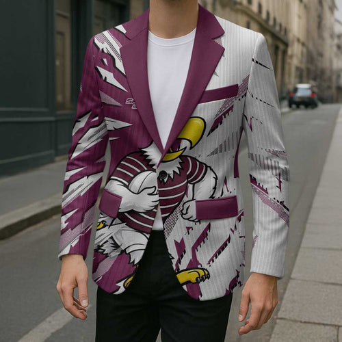 Personalized Manly Warringah Sea Eagles Blazer Dynamic Lightning Mascot Rugby Australia