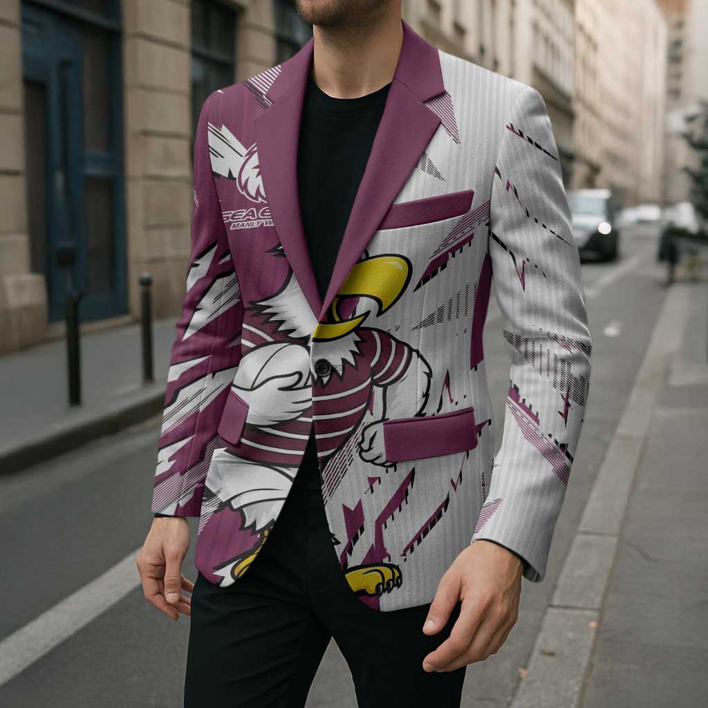 Personalized Manly Warringah Sea Eagles Blazer Dynamic Lightning Mascot Rugby Australia