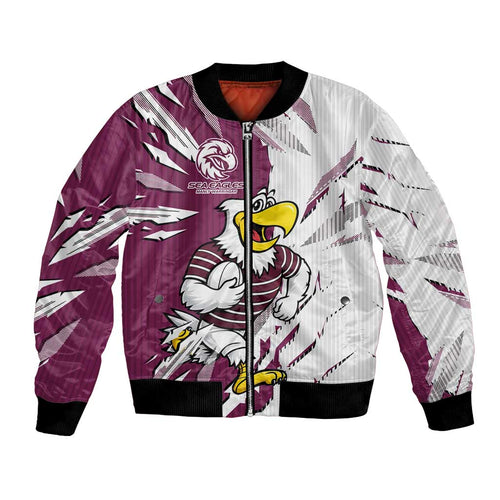 Personalized Manly Warringah Sea Eagles Bomber Jacket Dynamic Lightning Mascot Rugby Australia