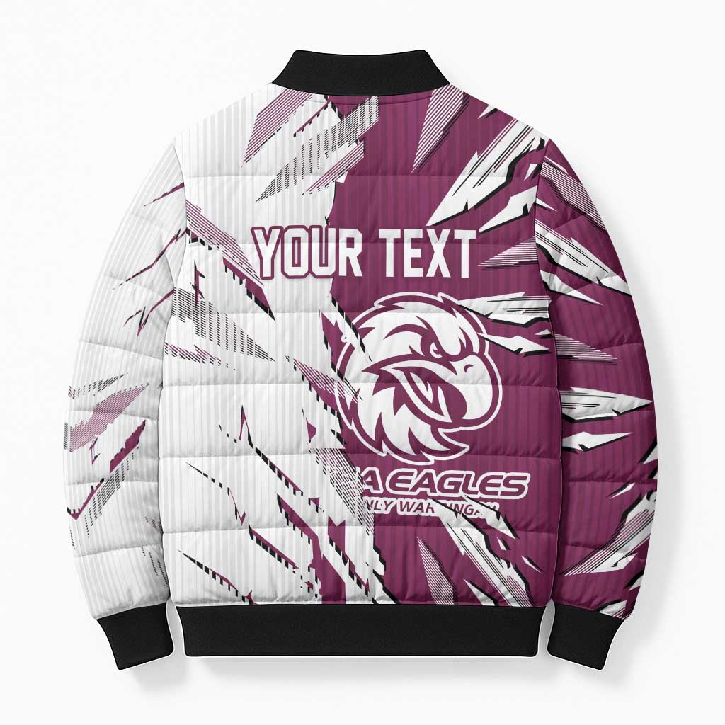 Personalized Manly Warringah Sea Eagles Bomber Puffer Jacket Dynamic Lightning Mascot Rugby Australia