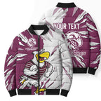 Personalized Manly Warringah Sea Eagles Bomber Puffer Jacket Dynamic Lightning Mascot Rugby Australia