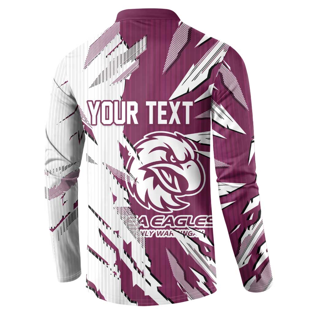 Personalized Manly Warringah Sea Eagles Button Sweatshirt Dynamic Lightning Mascot Rugby Australia