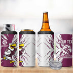 Personalized Manly Warringah Sea Eagles 4 in 1 Can Cooler Tumbler Dynamic Lightning Mascot Rugby Australia