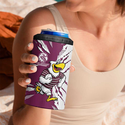 Personalized Manly Warringah Sea Eagles 4 in 1 Can Cooler Tumbler Dynamic Lightning Mascot Rugby Australia