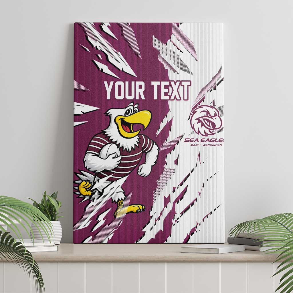 Personalized Manly Warringah Sea Eagles Canvas Wall Art Dynamic Lightning Mascot Rugby Australia