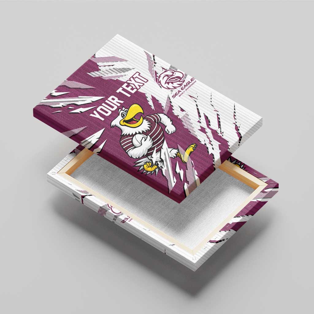 Personalized Manly Warringah Sea Eagles Canvas Wall Art Dynamic Lightning Mascot Rugby Australia